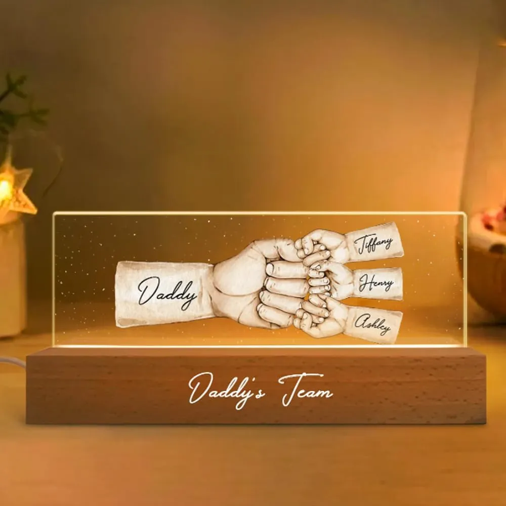 Personalized Dad Night Light, Fathers Day Gift for Dad, Father's Day Christmas Birthday Gifts for Daddy, Papa, Grandpa, Husband, Fist Bump Night Light (N1)