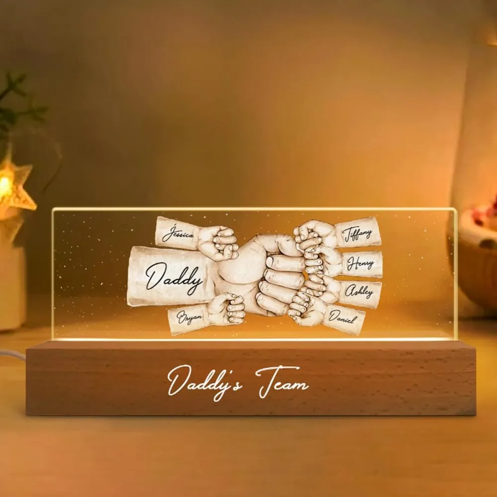 Personalized Dad Night Light, Fathers Day Gift for Dad, Father's Day Christmas Birthday Gifts for Daddy, Papa, Grandpa, Husband, Fist Bump Night Light (N1)