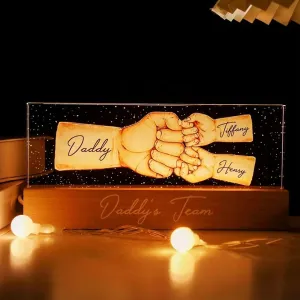 Personalized Dad Night Light, Fathers Day Gift for Dad, Father's Day Christmas Birthday Gifts for Daddy, Papa, Grandpa, Husband, Fist Bump Night Light (N1)