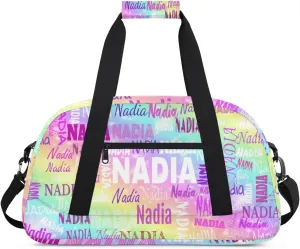 Personalized Dance Bag Girls Teens, Custom Name Sport Gym Ballet Dance Gear Fitness Duffle Gym Bag, Watercolor Colorful Galaxy with Stars Travel Weekender Lightweight Bags