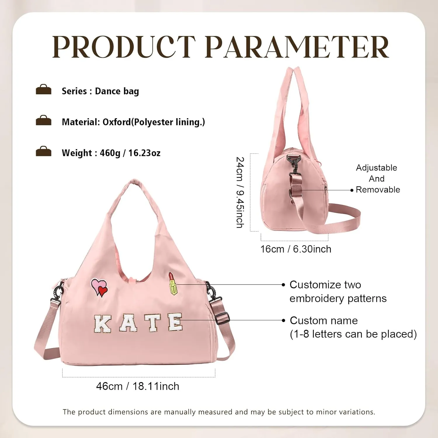 Personalized Dance Ballet Bag with Name - Custom Travel Duffel Bags for Sports Gym Weekender Overnight Travel Lovers