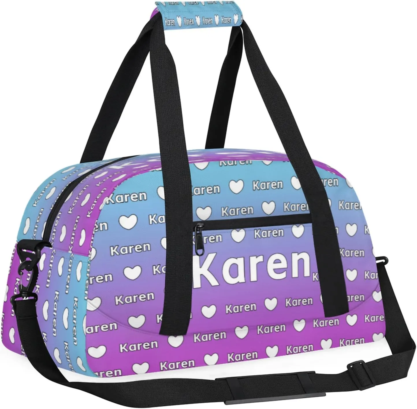 Personalized Dance Duffel Bag with Name Custom Sport Gym Travel Bags for Women Men, Customized Overnight Bags Weekender Bag, Blue Purple Gradient