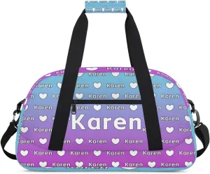 Personalized Dance Duffel Bag with Name Custom Sport Gym Travel Bags for Women Men, Customized Overnight Bags Weekender Bag, Blue Purple Gradient