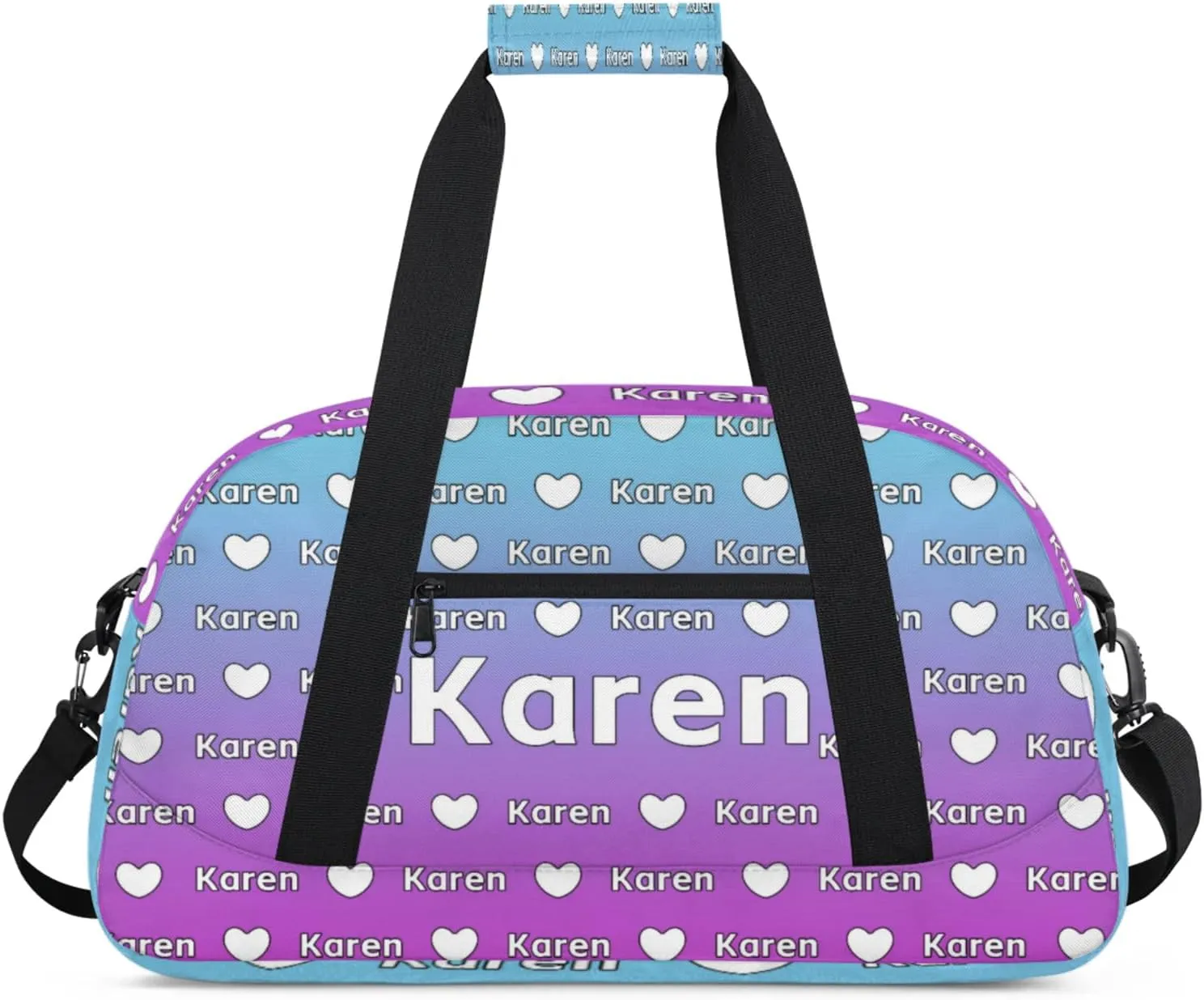 Personalized Dance Duffel Bag with Name Custom Sport Gym Travel Bags for Women Men, Customized Overnight Bags Weekender Bag, Blue Purple Gradient