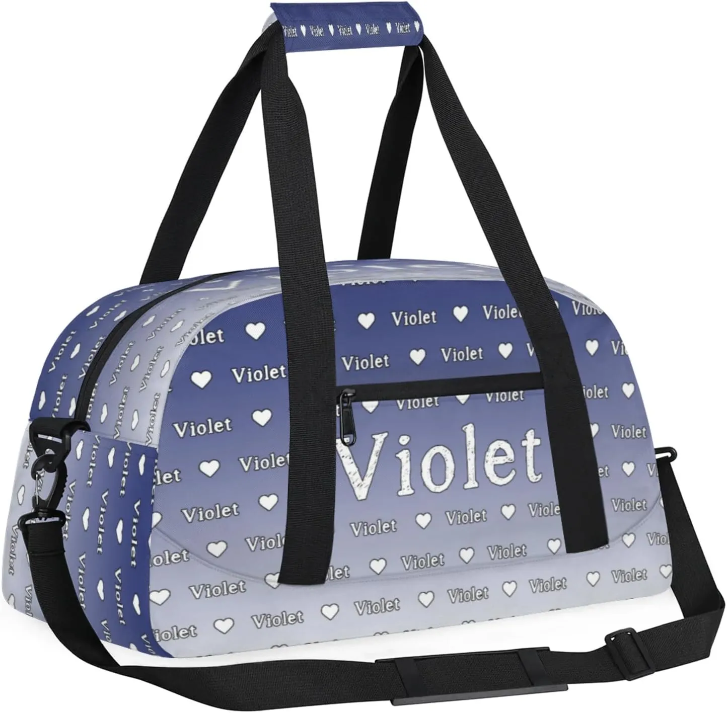 Personalized Duffel Bag Custom Sport Gym Travel Bags for Women Men, Customized Name Overnight Bags Weekender Bag, Cobalt Blue Gradient