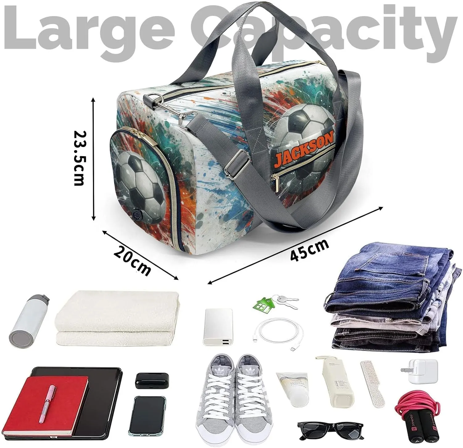 Personalized Duffel Bag Watercolor Ball Soccer Cool Function Meets Fashion: Travel Bags for Fitness Journey