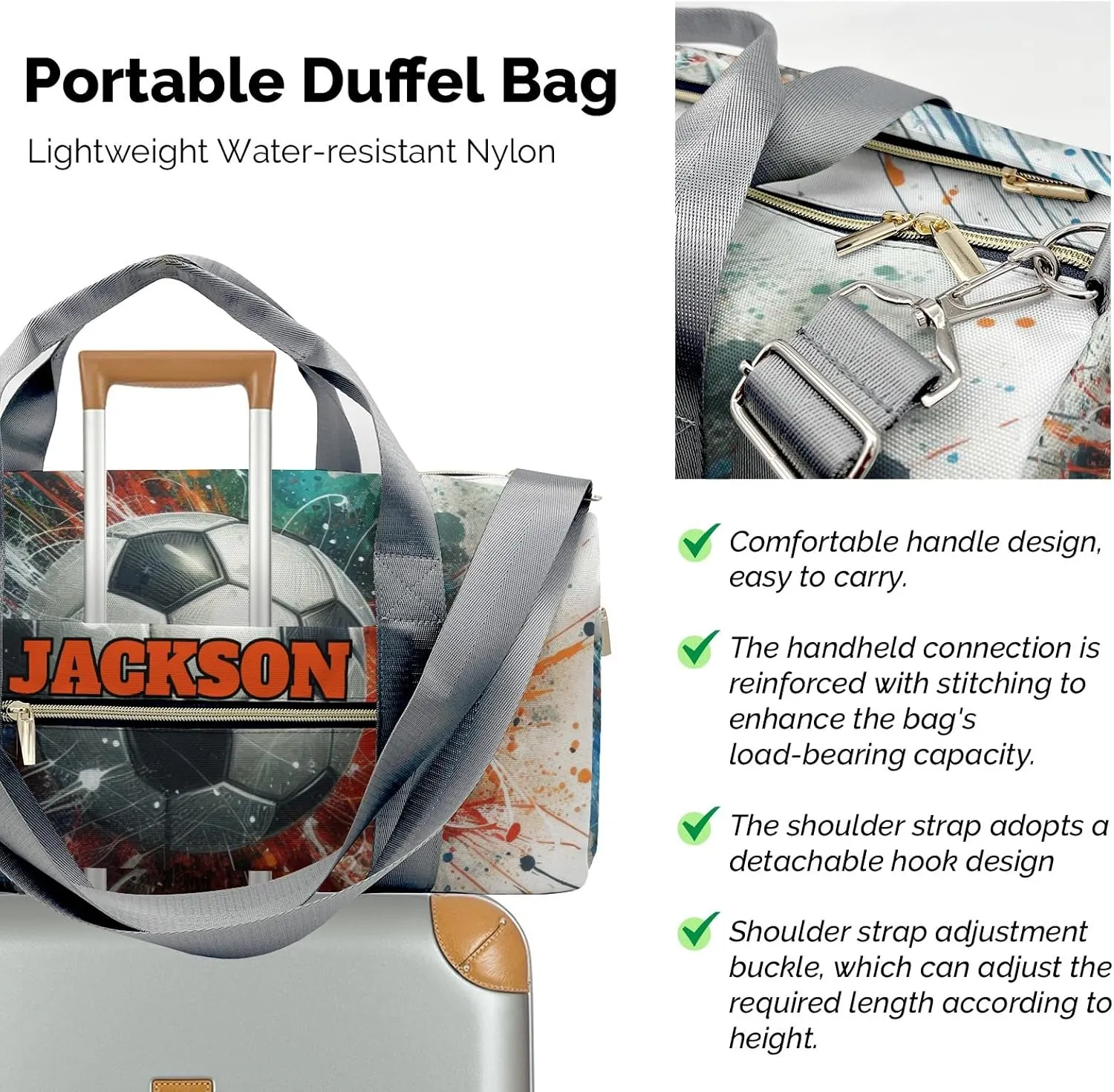 Personalized Duffel Bag Watercolor Ball Soccer Cool Function Meets Fashion: Travel Bags for Fitness Journey