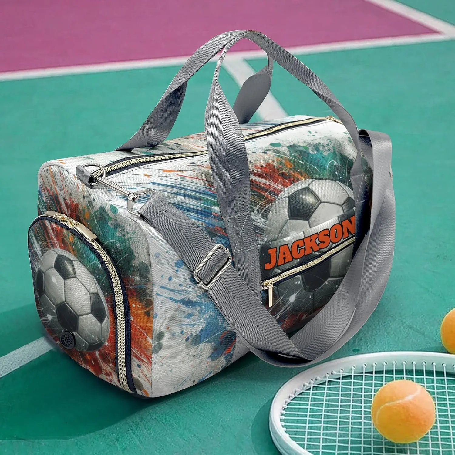 Personalized Duffel Bag Watercolor Ball Soccer Cool Function Meets Fashion: Travel Bags for Fitness Journey