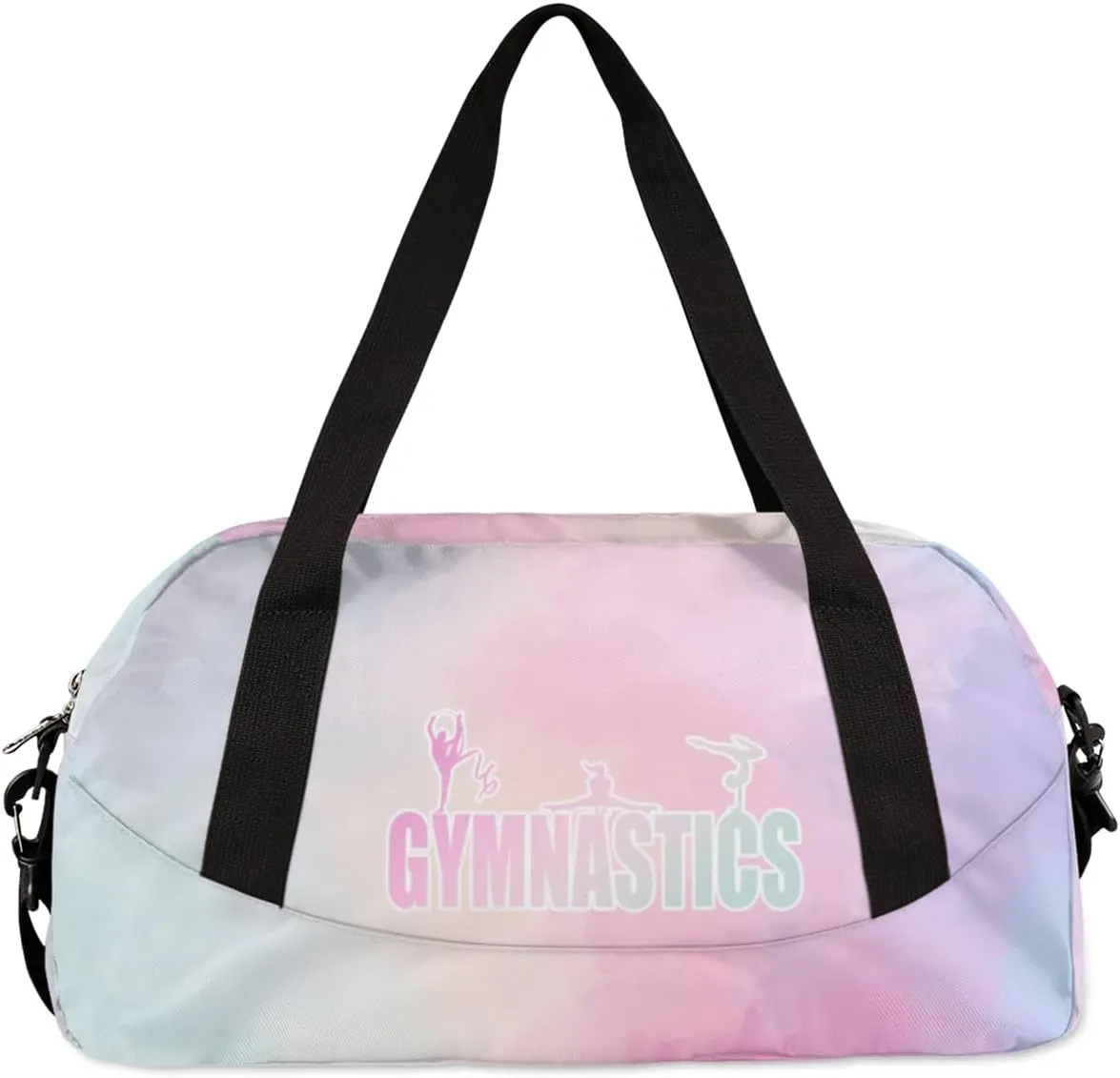 Personalized Gym Bag for Girls Teens, Custom Dance Bag Overnight Small Duffel Bag Carry On Weekend Sports Travel Bag for School Practice Gymnastics Ballet, Watercolor Gradient Pink Cyan