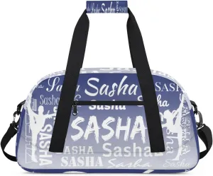 Personalized Gymnastics Bags Name, Custom Dance Duffel Bag Cheer Bags, Custom Sport Duffel Gym Bag Travel Weekender Bags Cobalt Blue Gradient