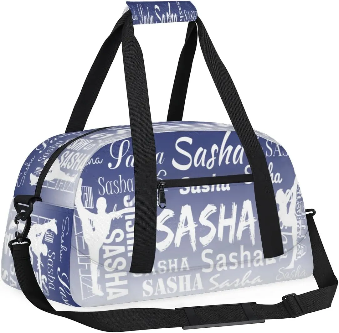 Personalized Gymnastics Bags Name, Custom Dance Duffel Bag Cheer Bags, Custom Sport Duffel Gym Bag Travel Weekender Bags Cobalt Blue Gradient