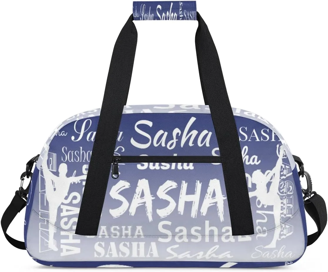 Personalized Gymnastics Bags Name, Custom Dance Duffel Bag Cheer Bags, Custom Sport Duffel Gym Bag Travel Weekender Bags Cobalt Blue Gradient