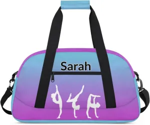 Personalized Gymnastics Dance Bag Gym Bag, Custom Sports Duffel Bags Weekender Bags Travel Duffel Bag Custom Neme Gymnastics Ballet Bag, Blue Purple Gradient