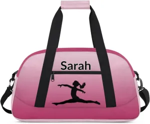 Personalized Gymnastics Dance Bag Gym Bag, Custom Sports Duffel Bags Weekender Bags Travel Duffel Bag Custom Neme Gymnastics Ballet Bag, Dark Pink Gradient