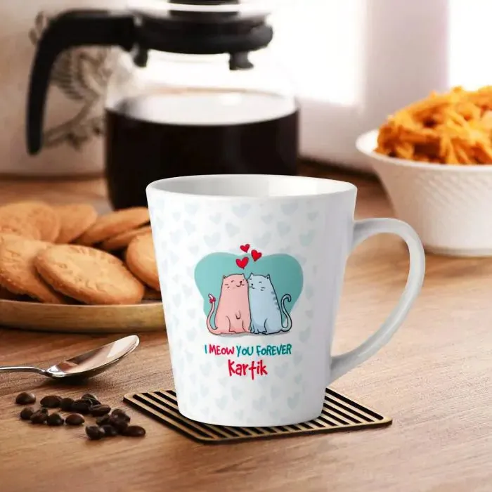 Personalized I Meow You Forever Name Printed Coffee Mug for Couple
