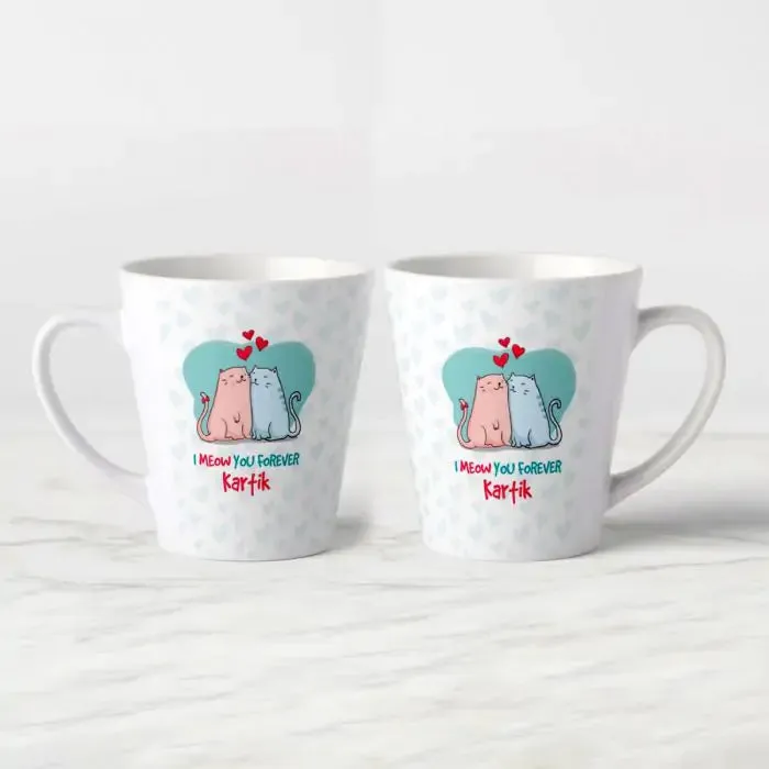 Personalized I Meow You Forever Name Printed Coffee Mug for Couple