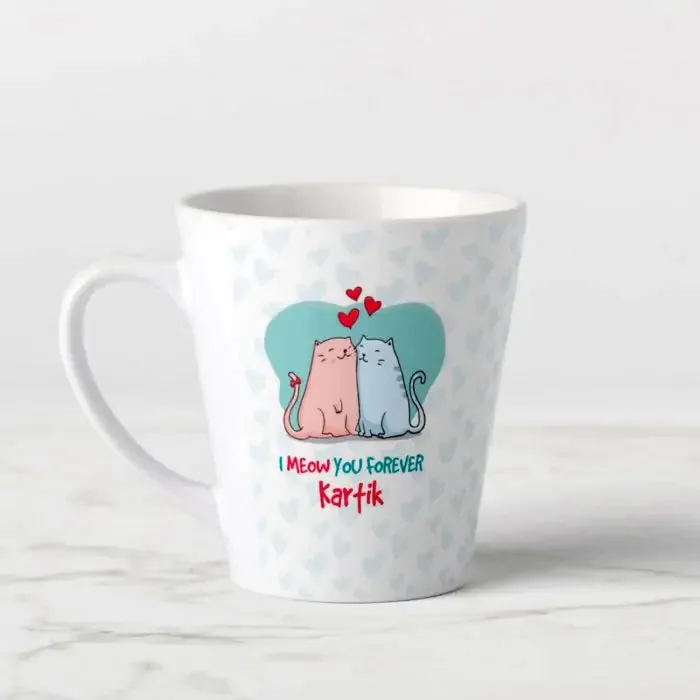 Personalized I Meow You Forever Name Printed Coffee Mug for Couple