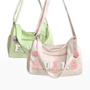 Personalized Name Dance Duffle Bags for Girls Dance Ballet Bag, Cute Travel Duffel Bag, Sport Duffle Gym Cheerleader Bag, Custom Chenille Letter Name Girls Boys Kids (Style 1)