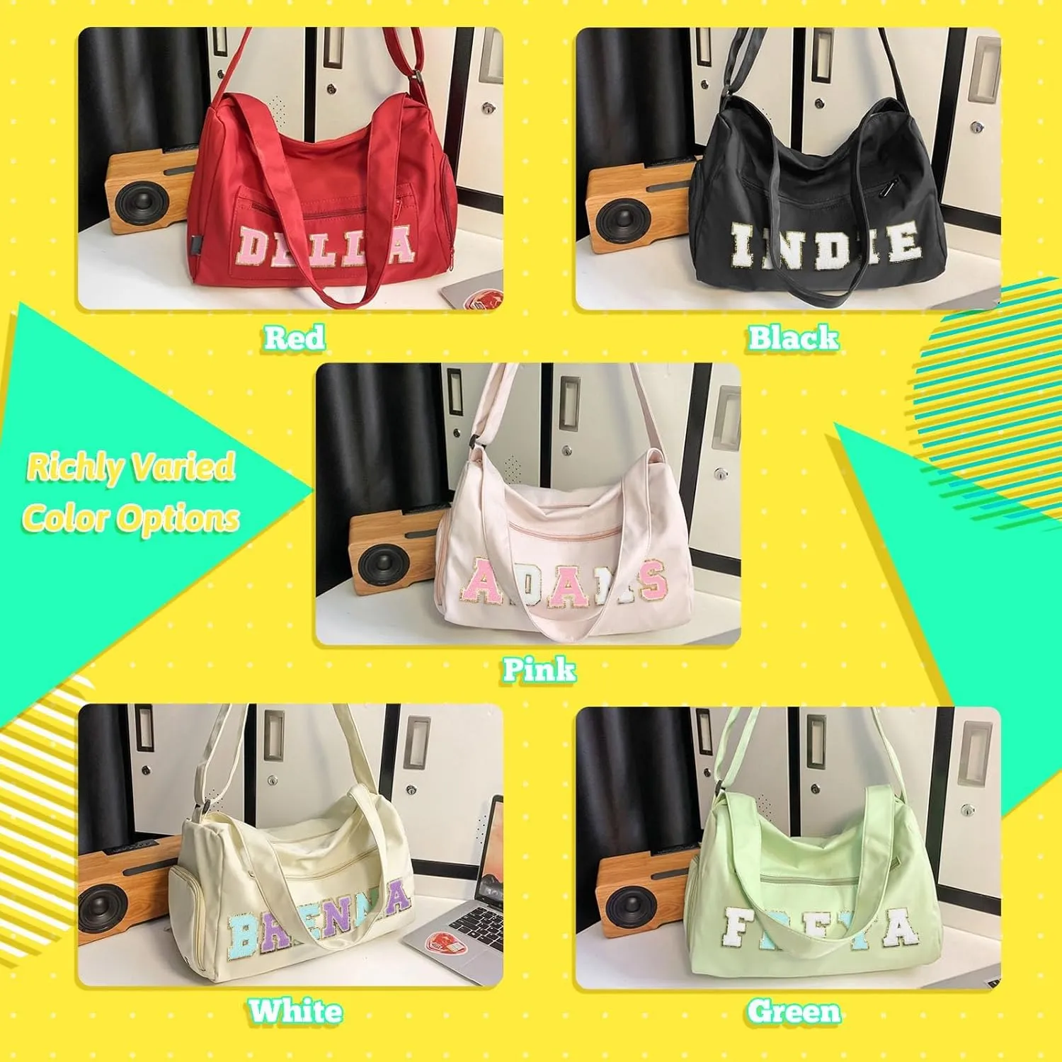 Personalized Name Dance Duffle Bags for Girls Dance Ballet Bag, Cute Travel Duffel Bag, Sport Duffle Gym Cheerleader Bag, Custom Chenille Letter Name Girls Boys Kids (Style 1)