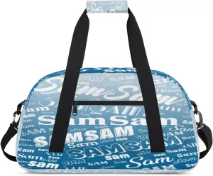 Personalized Name Gym Duffel Bag, Custom Sport Duffle Bags, Custom Overnight Weekender Bag Travel Bag for Dance Cheer Gymnastics Swimming, Blue Gradient