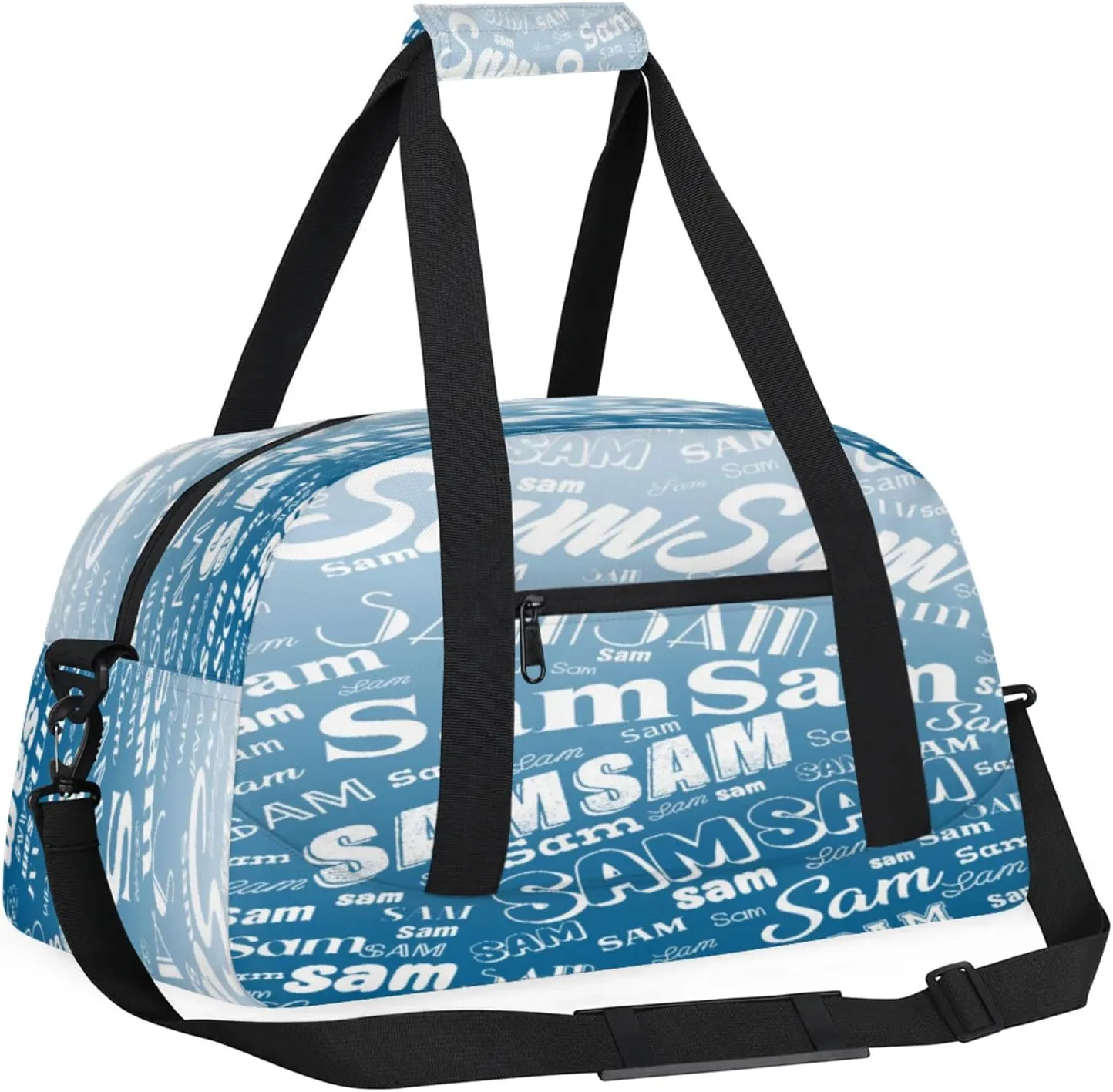Personalized Name Gym Duffel Bag, Custom Sport Duffle Bags, Custom Overnight Weekender Bag Travel Bag for Dance Cheer Gymnastics Swimming, Blue Gradient