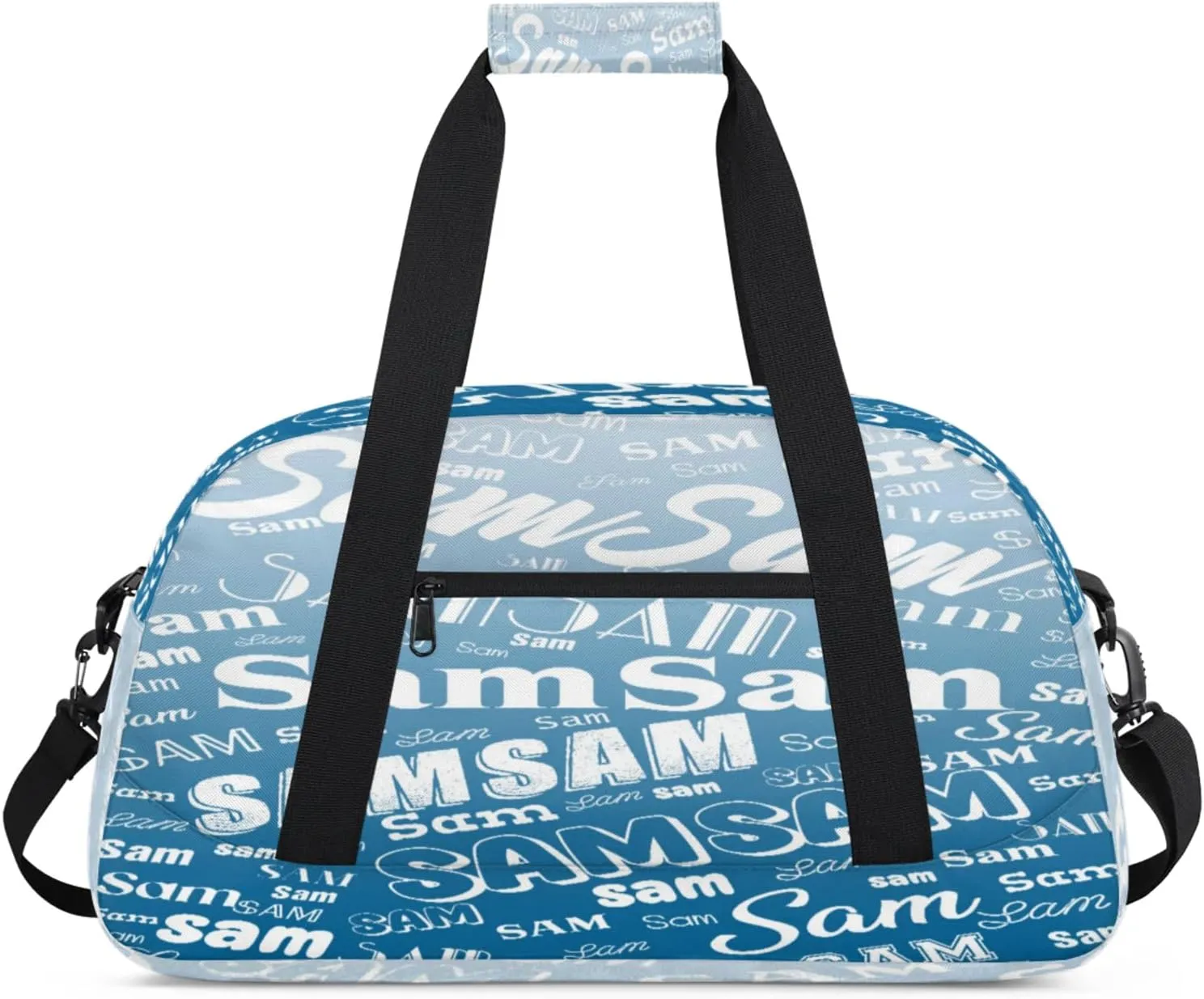 Personalized Name Gym Duffel Bag, Custom Sport Duffle Bags, Custom Overnight Weekender Bag Travel Bag for Dance Cheer Gymnastics Swimming, Blue Gradient