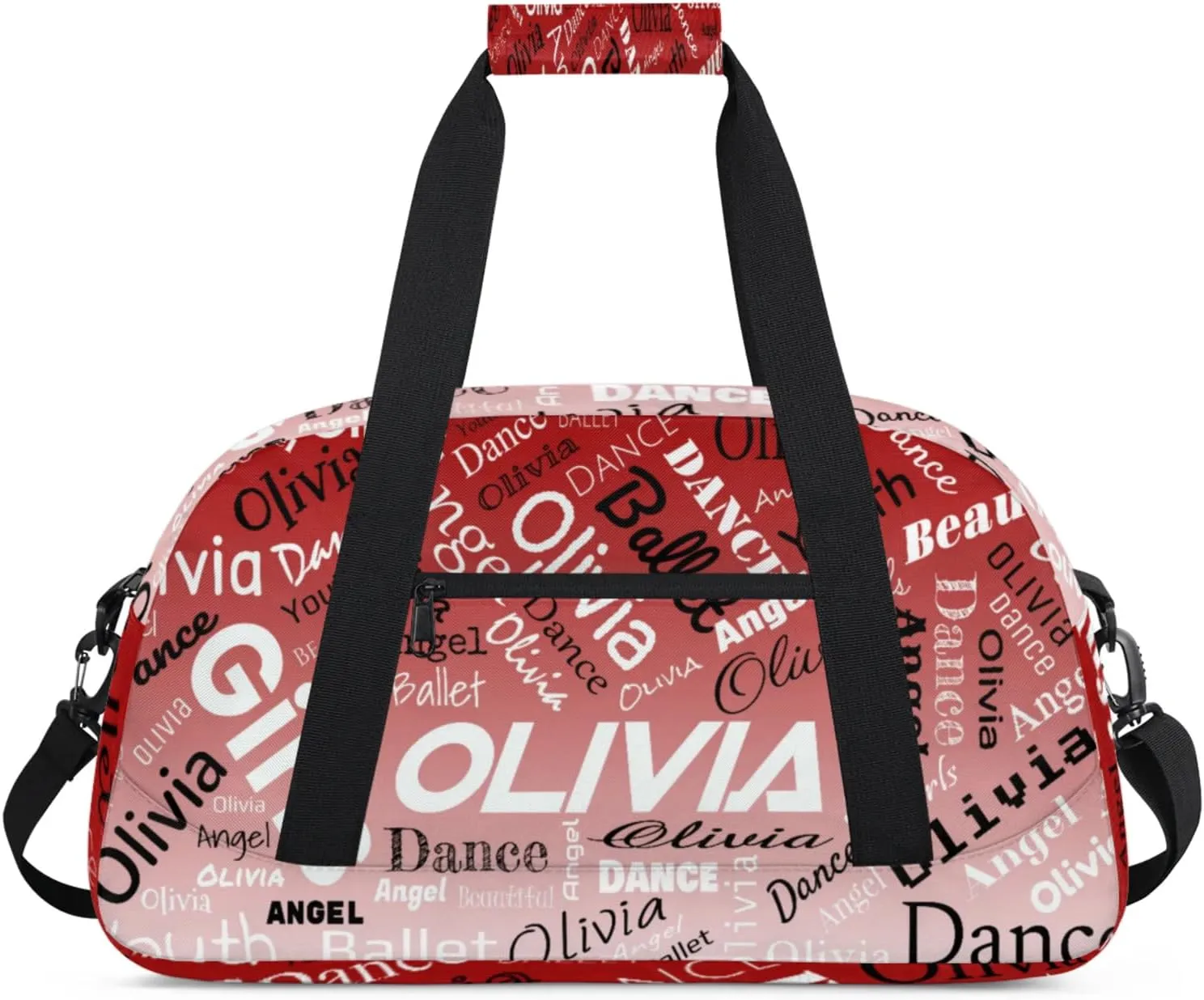 Personalized Name Gym Duffel Overnight Bag, Custom Ballet Dance Bag Weekender Duffel Bags for Travel, Deep Red Gradient