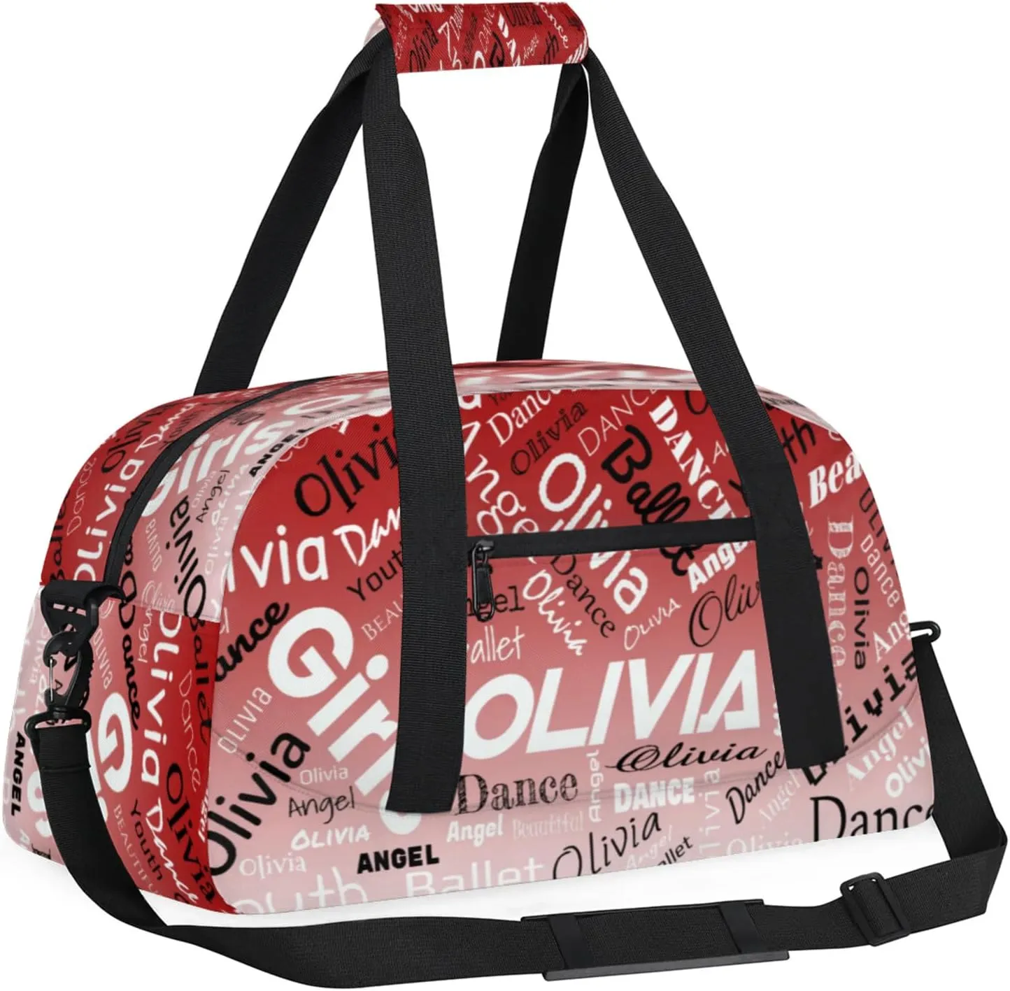 Personalized Name Gym Duffel Overnight Bag, Custom Ballet Dance Bag Weekender Duffel Bags for Travel, Deep Red Gradient