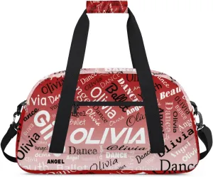 Personalized Name Gym Duffel Overnight Bag, Custom Ballet Dance Bag Weekender Duffel Bags for Travel, Deep Red Gradient