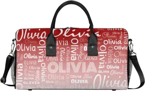 Personalized Name Sport Duffel Bags, Custom Dance Gym Duffel Bag for Women Men, Customized Gymnastics Ballet Bag Overnight Weekender Bag, Deep Red Gradient