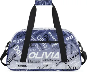 Personalized Name Sports Gym Duffel Bag, Custom Dance Bag Overnight Weekender Duffel Bags for Travel, Cobalt Blue Gradient