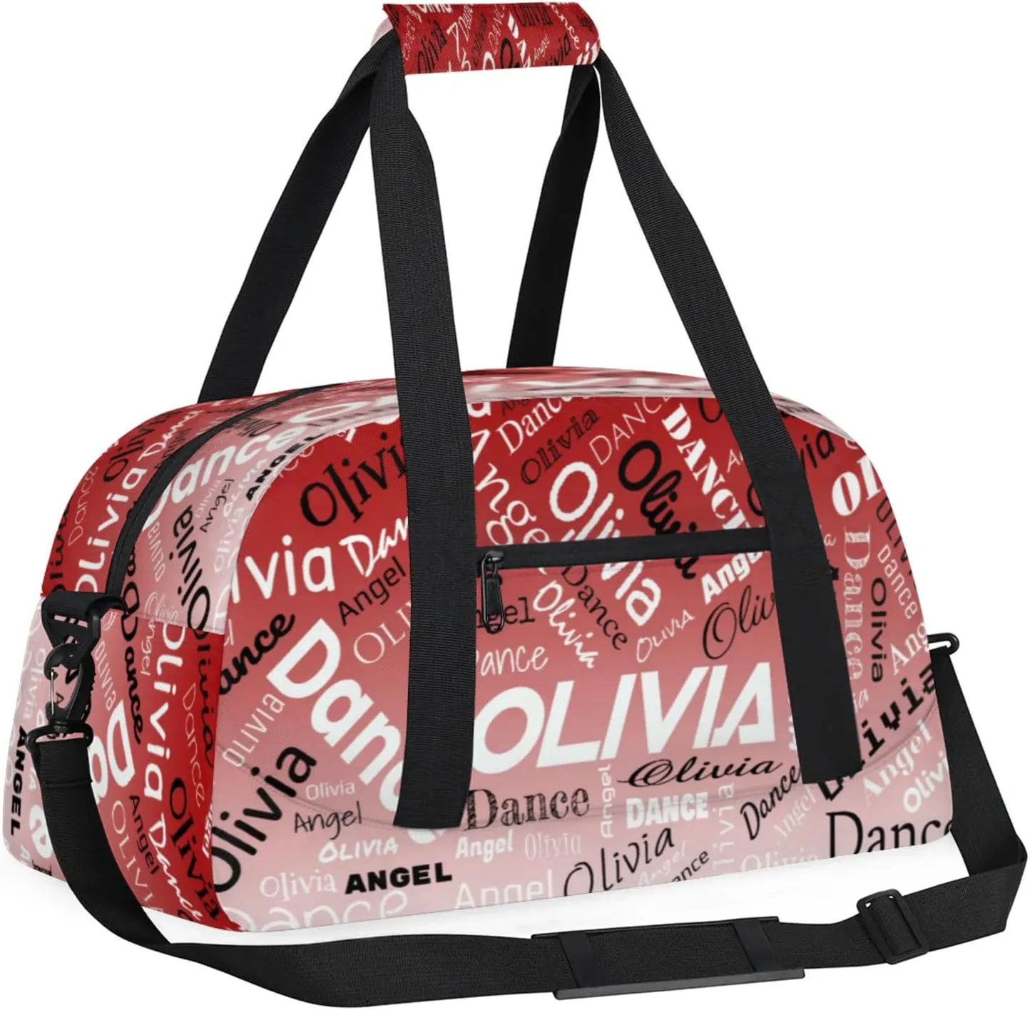 Personalized Name Sports Gym Duffel Bag, Custom Dance Bag Overnight Weekender Duffel Bags for Travel, Deep Red Gradient