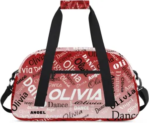Personalized Name Sports Gym Duffel Bag, Custom Dance Bag Overnight Weekender Duffel Bags for Travel, Deep Red Gradient