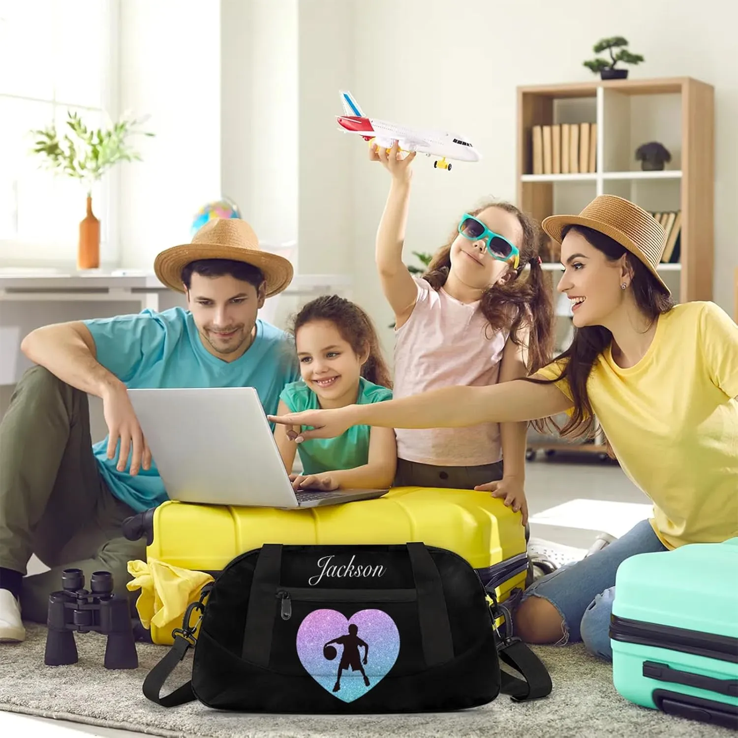 Personalized Sport Duffel Bag Custom Basketball Sports Bag with Name Travel Overnight Shoulder Bags Customized Gifts for Women Men, Gradient Blue