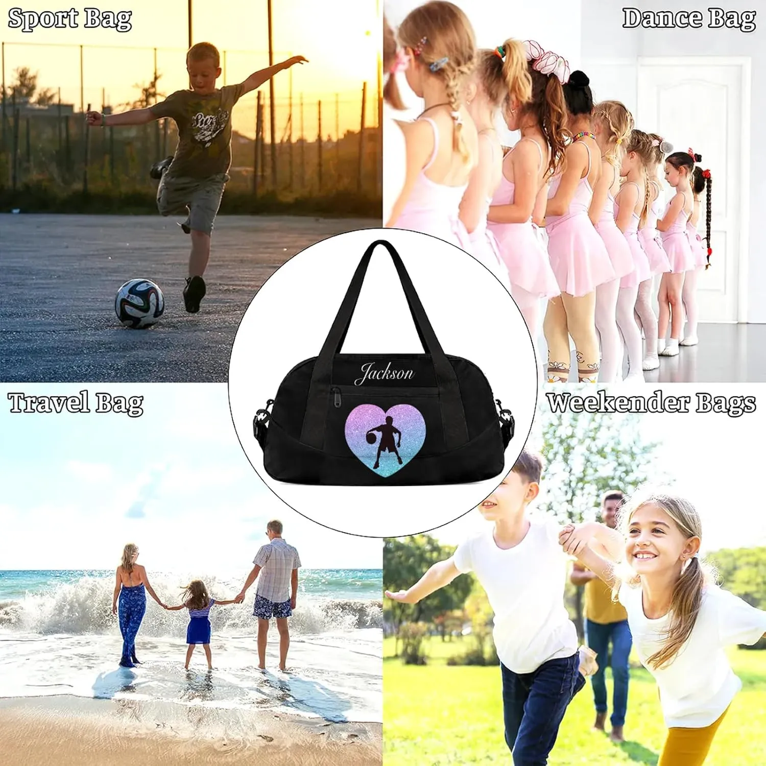 Personalized Sport Duffel Bag Custom Basketball Sports Bag with Name Travel Overnight Shoulder Bags Customized Gifts for Women Men, Gradient Blue