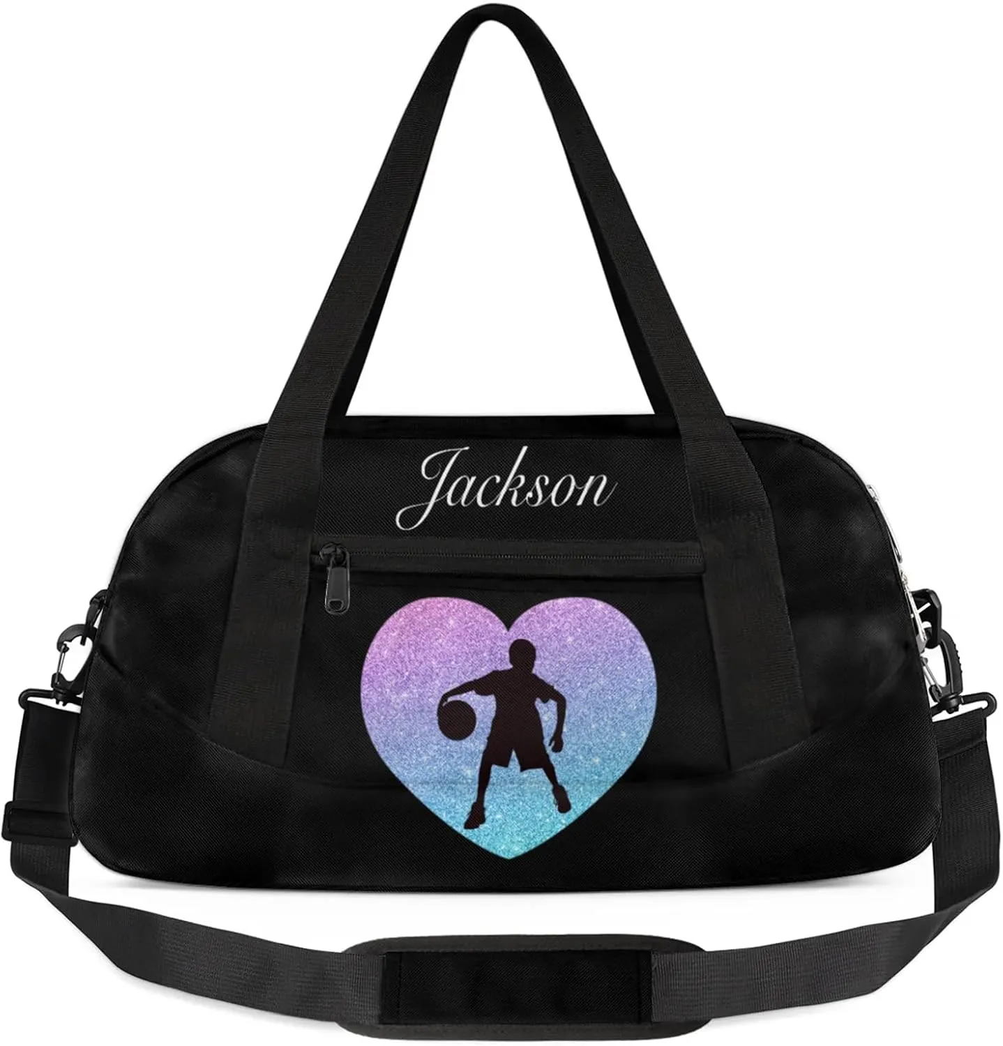 Personalized Sport Duffel Bag Custom Basketball Sports Bag with Name Travel Overnight Shoulder Bags Customized Gifts for Women Men, Gradient Blue