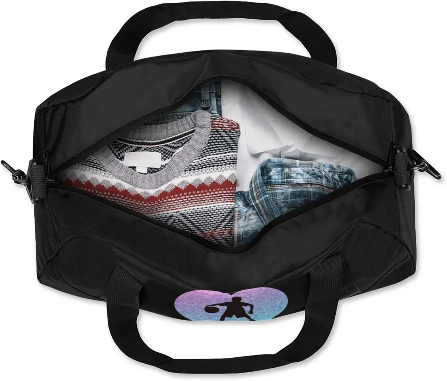 Personalized Sport Duffel Bag Custom Basketball Sports Bag with Name Travel Overnight Shoulder Bags Customized Gifts for Women Men, Gradient Blue