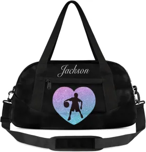 Personalized Sport Duffel Bag Custom Basketball Sports Bag with Name Travel Overnight Shoulder Bags Customized Gifts for Women Men, Gradient Blue