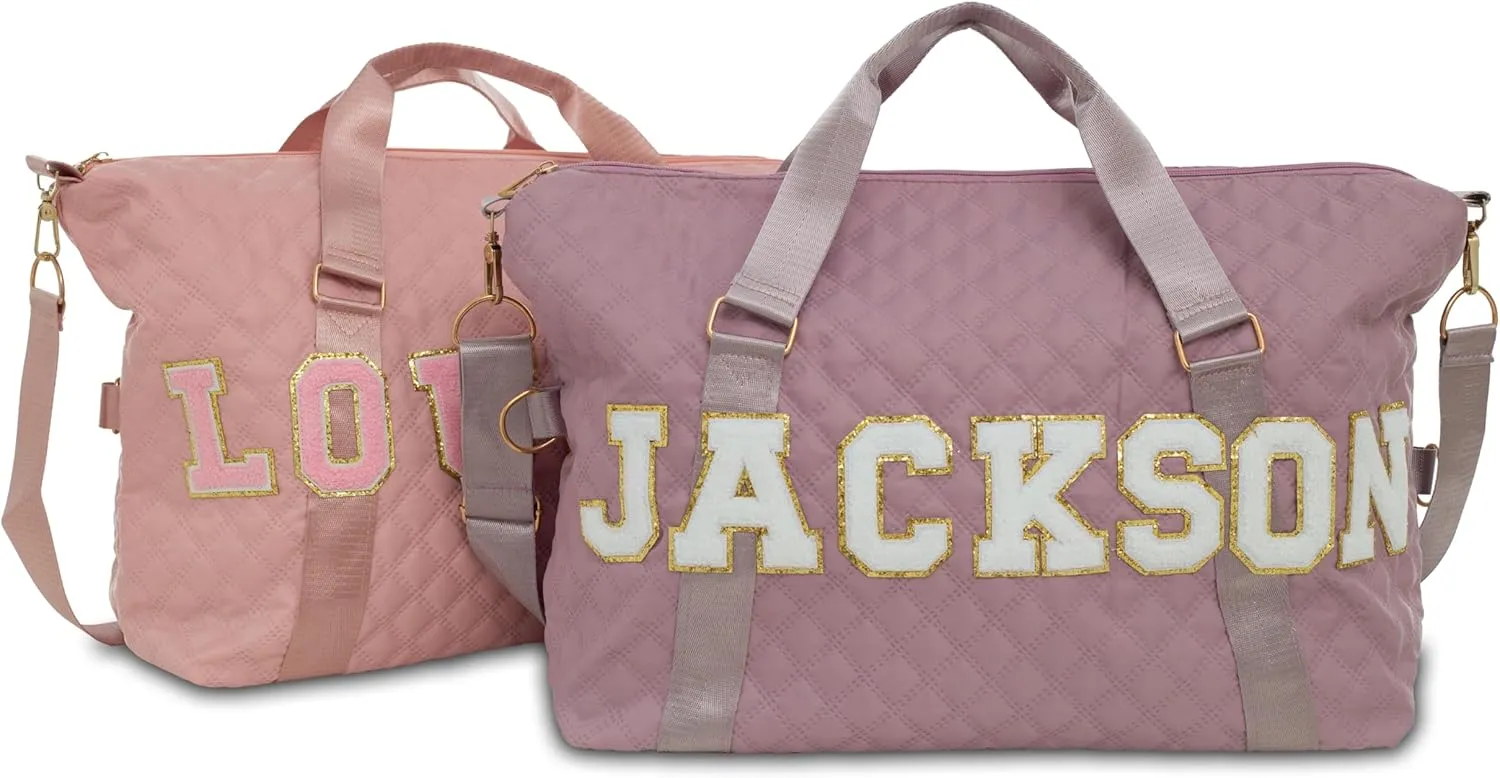 Personalized Sport Gym Bag for Girl, Custom Dance Duffel Bag, Sewn Name, Waterproof Travel Tote Bag, Overnight Weekender Bag
