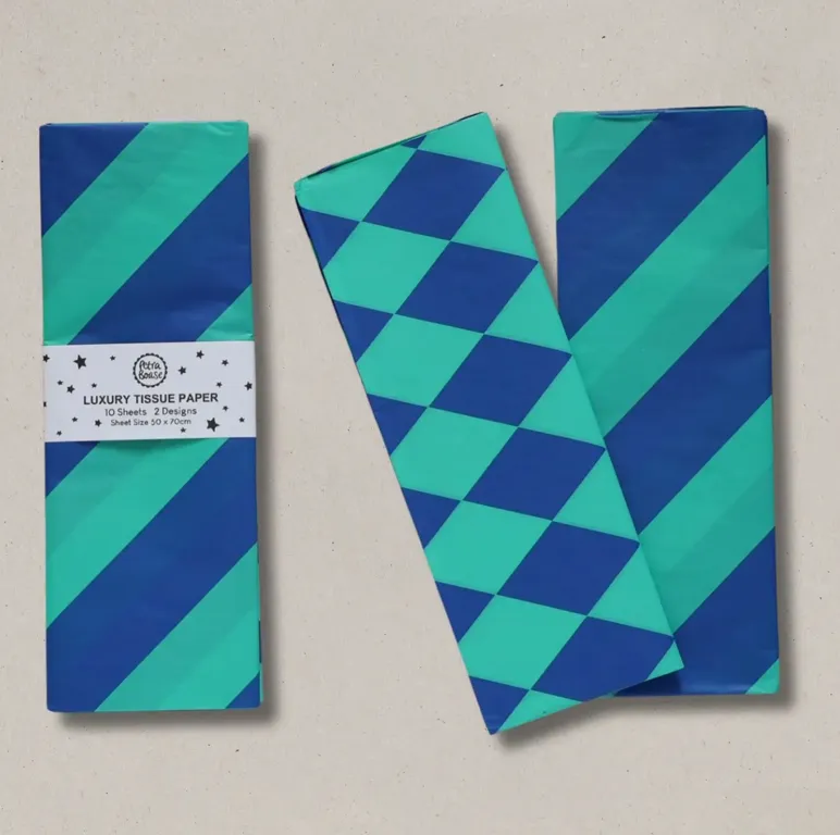 Petra Boase - Luxury Tissue Paper Diamond/Diagonal - Cobalt Blue/Jade