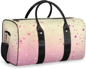 Pink Gradient Travel Duffle Bag for Women Men Gym Duffel Foldable Bag Waterproof Weekender Polka Dots Duffle Tote