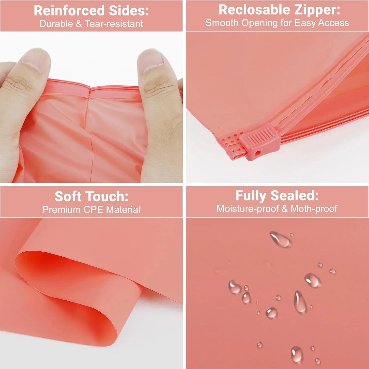 Pink T Shirt Bags, 10x13 inch, Pack of 50, Frosted Zipper Bags for Clothes, Swimsuit, Bathing Suit, Pants, File, Waterproof for Small Business Packaging, Shipping, Mailing, Selling, Travel