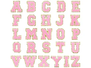 Pink/Gold Chenille Patch 3.14