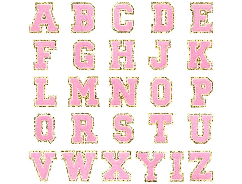 Pink/Gold Chenille Patch 3.14