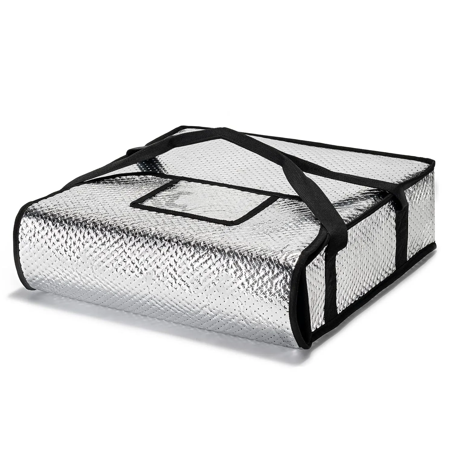 Pizza Bags for Delivery 18" X 18" X 9" - Moisture-Free, Professional Thermal Pizza Warmer, Heavy-Duty Food Carrier, Suitable for Restaurants,Picnic Uber Eats & Door Dash（Silver）
