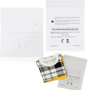 Plant-Based Cello Bags, 85 Count Compostable Storage Bags, Self-Sealing Translucent Frosted Bag for Clothes Snacks Cosmetics, Biodegradable Packaging with Resealable Closure, Medium