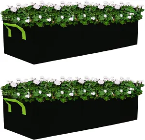 Plant Grow Bags, 2 Pack Fabric Raised Planting Bads, 3 Holes Rectangle Grow Bag, 15 Gallon Breathable Potato Tomato Planter Pots for Outdoor Vegetables Plant Flowers(Black)