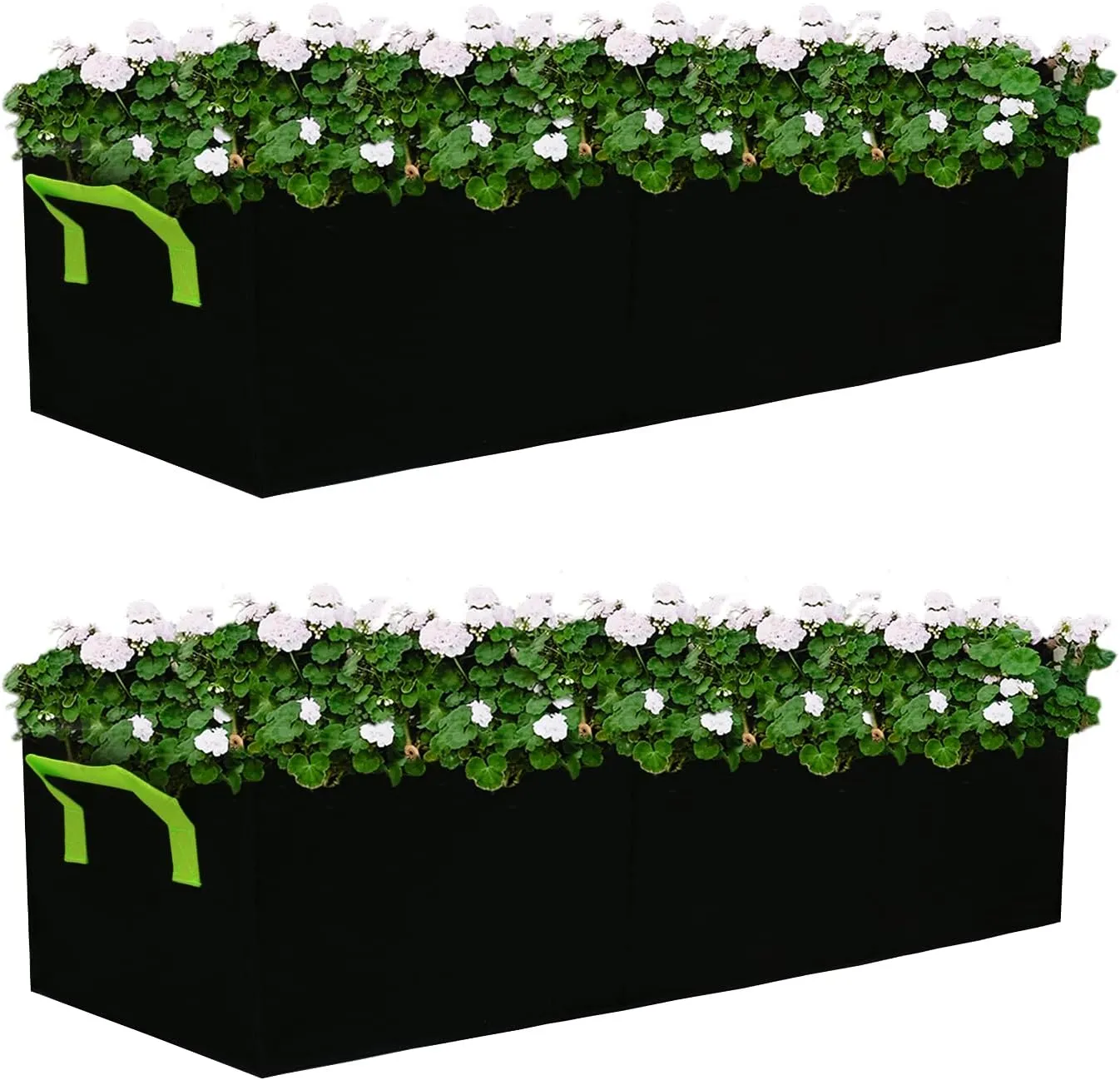 Plant Grow Bags, 2 Pack Fabric Raised Planting Bads, 3 Holes Rectangle Grow Bag, 15 Gallon Breathable Potato Tomato Planter Pots for Outdoor Vegetables Plant Flowers(Black)