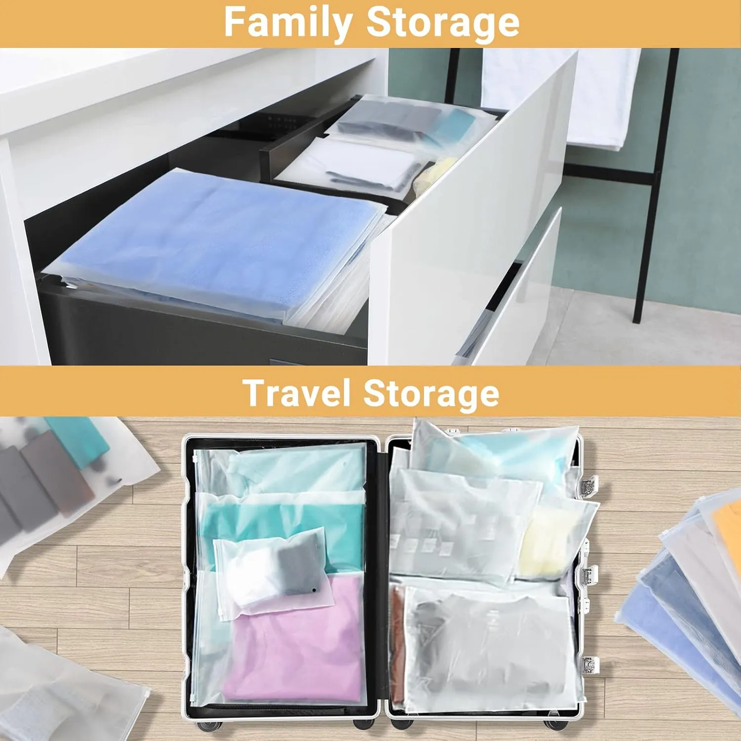 Plastic Bags for Hoodies, 100 Pcs 14x18 Inch Frosted Plastic Zip Bags for Clothes Business Selling Shipping, with Vent Hole & Resealable Ziplock, 3 Mil