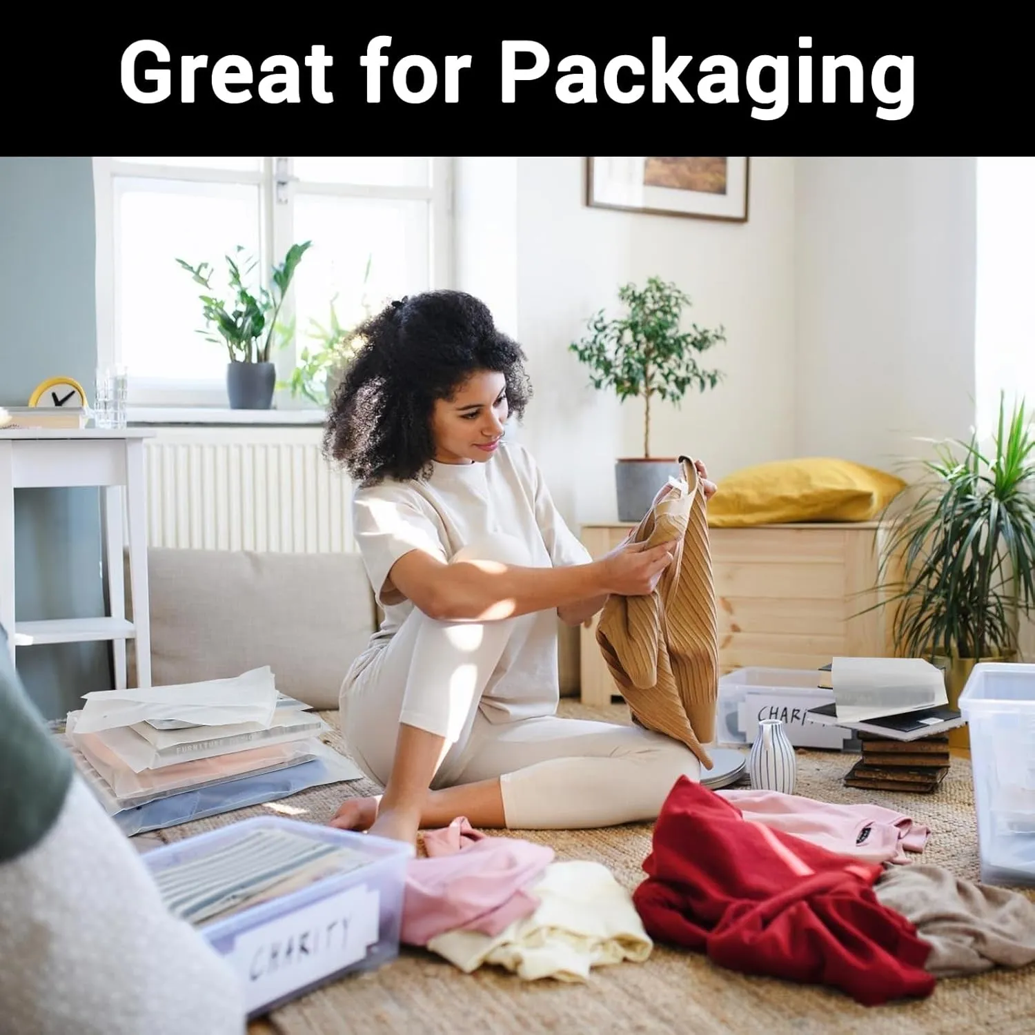 Plastic Shipping Bags, 5 Sizes 12x16" 10x13" 8x10" 12x8" 10x7" Pack of 100, Durable Resealable Zip Poly Bags 3 Mil Thick for Business Packing Mailing Travel, Frosted, with Vent Hole
